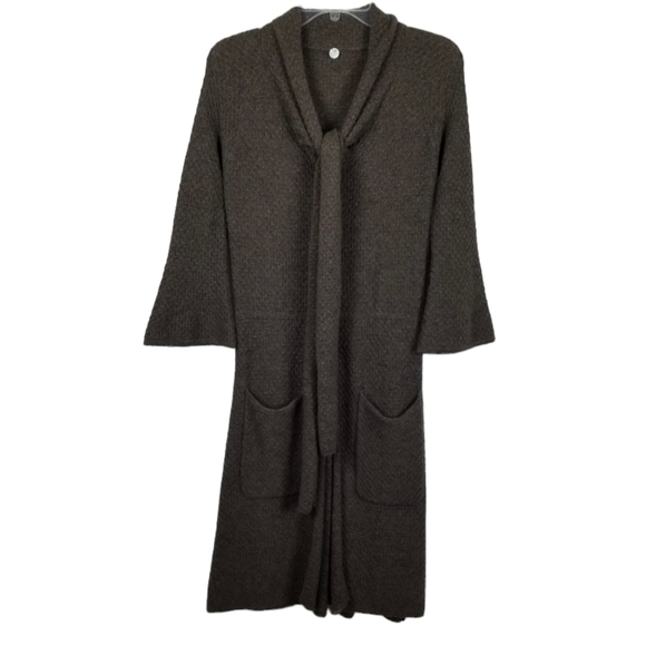 Margaret O'Leary Long Cardigan Sweater Wool Pockets Bell Sleeve Button Brown Tie - Picture 1 of 11